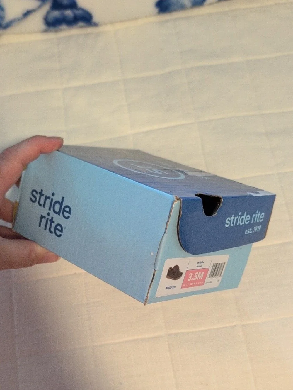 Stride Rite 3.5c - Brown Baby Walker Shoes with Hook-and-Loop Closure